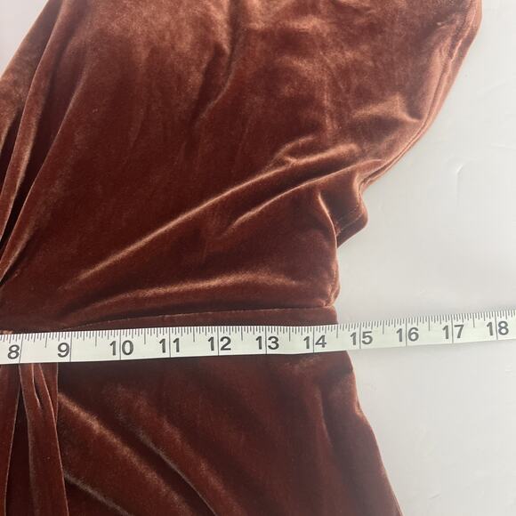 Revelry Gwen Velvet Long Maxi Dress Sz 8 Terracotta Formal Gown Bridesmaid Lined - Picture 8 of 8